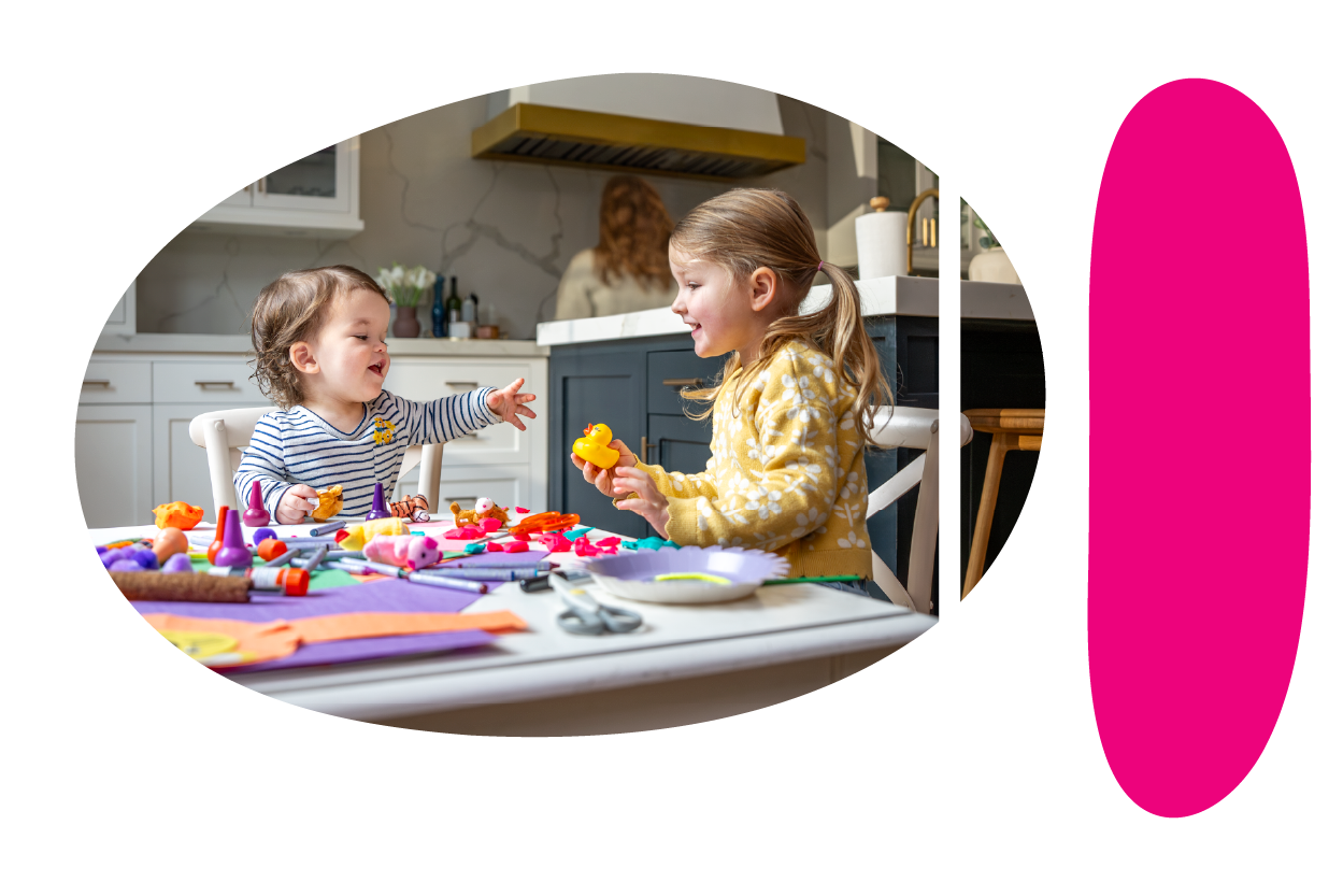 Two children playing with toys